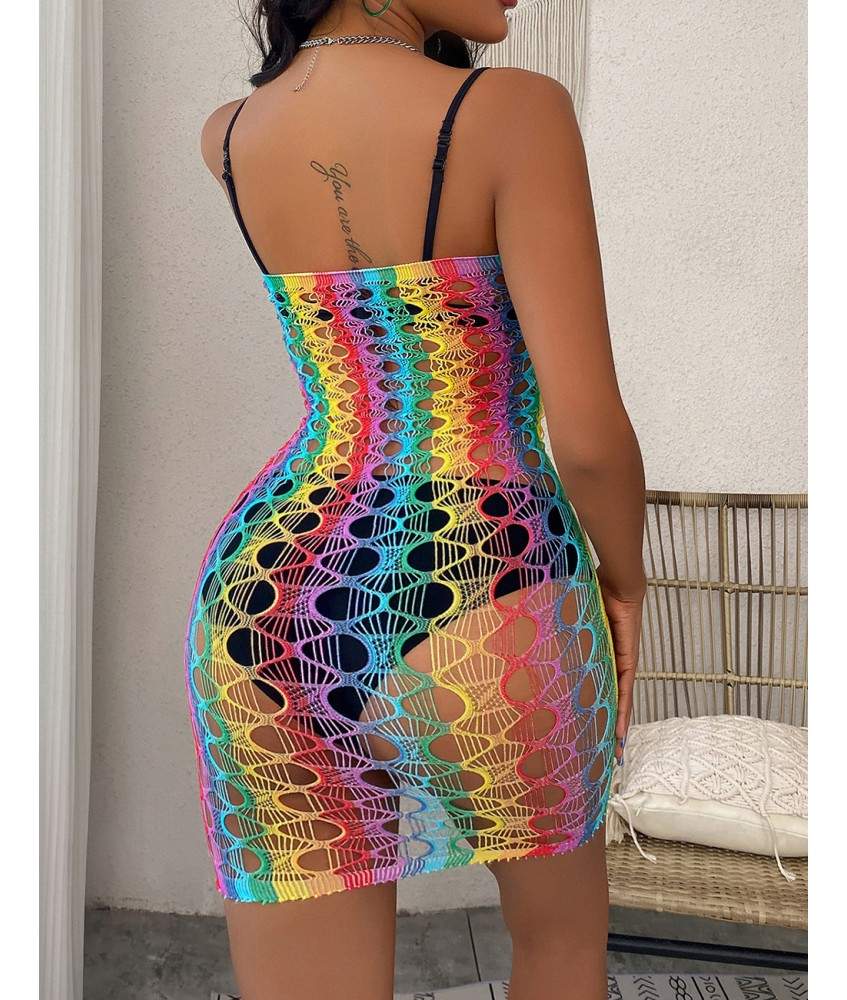 Robes sexy Robe bustier résille multi couleur sexy Lingerie sexy