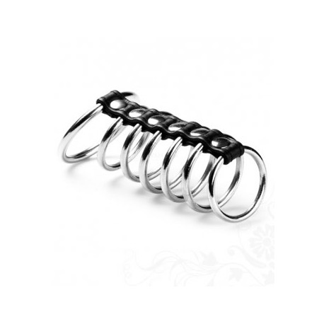 Cockring et Ballring Acier Cuir 3002