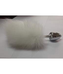 Plug Anal en Anneaux Inox Queue de Lapin Bunny Blanc Taille S