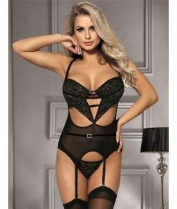 Sextoys, sexshop, loveshop, sexy lingerie : Bustiers and Corsets : Ensemble Sexy guépière noir M