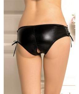 Culotte femme effet vinyle noir ouverte