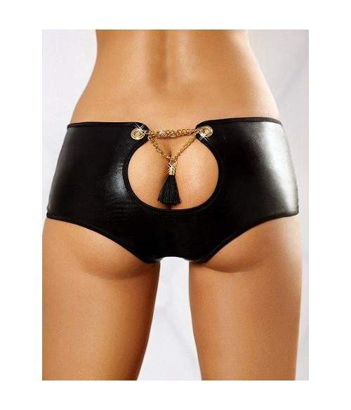 Sexy Boxer Shorty Style Cuir Noir LB9010