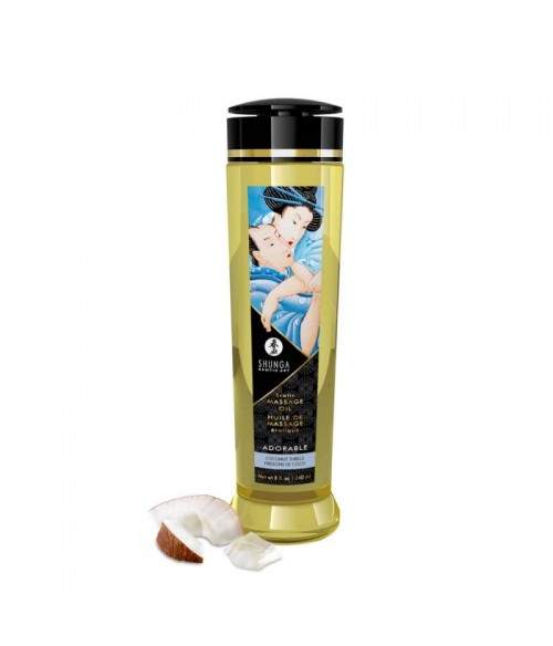 Shunga Huile de Massage Erotique Romance Fraise, Vin Pétillant