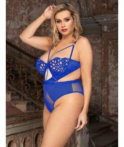 Sextoys, sexshop, loveshop, lingerie sexy : Lingerie sexy grande taille : Body Bleu sexy touché velours 4XL/5XL