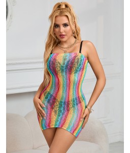 Sextoys, sexshop, loveshop, lingerie sexy : Robes sexy : Robe Bustier résille Rainbow sexy S/M