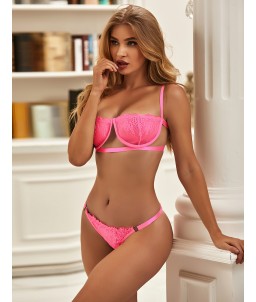 Sextoys, sexshop, loveshop, lingerie sexy : Ensemble lingerie sexy : Ensemble Lingerie rose fluo sexy M